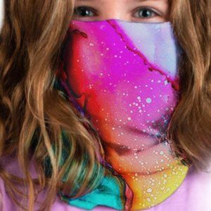 Kids Neck Wrap Gaiter Face Shield Mask Watercolor Headband Microfiber UPF30